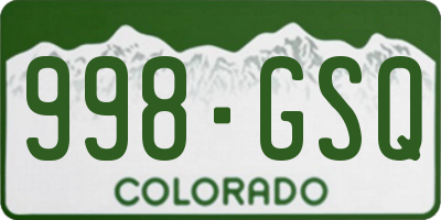 CO license plate 998GSQ