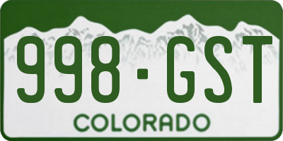 CO license plate 998GST