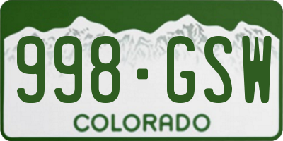 CO license plate 998GSW