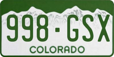 CO license plate 998GSX