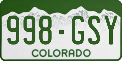 CO license plate 998GSY