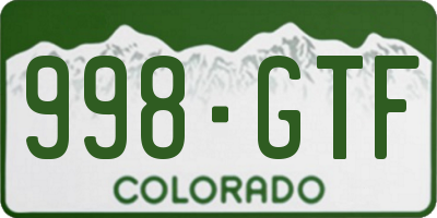 CO license plate 998GTF