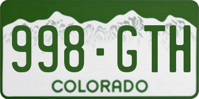 CO license plate 998GTH