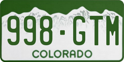 CO license plate 998GTM