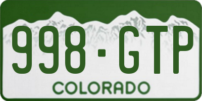 CO license plate 998GTP