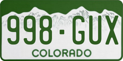 CO license plate 998GUX