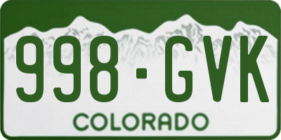 CO license plate 998GVK