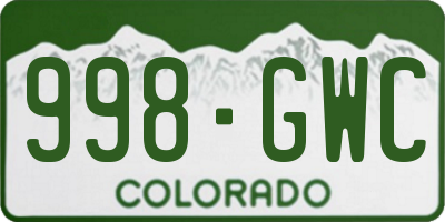 CO license plate 998GWC