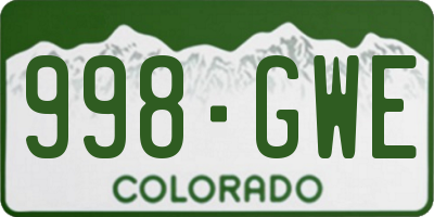 CO license plate 998GWE