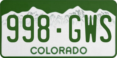 CO license plate 998GWS