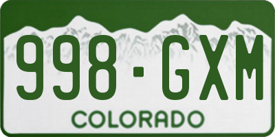 CO license plate 998GXM