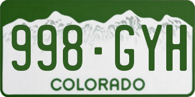 CO license plate 998GYH