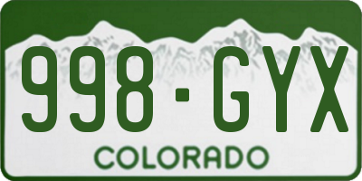 CO license plate 998GYX