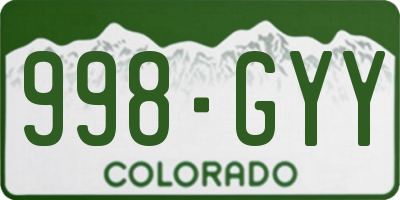 CO license plate 998GYY