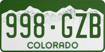 CO license plate 998GZB