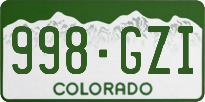 CO license plate 998GZI