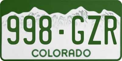 CO license plate 998GZR
