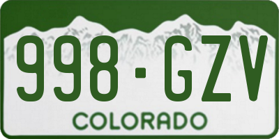 CO license plate 998GZV