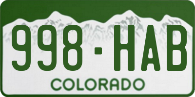 CO license plate 998HAB