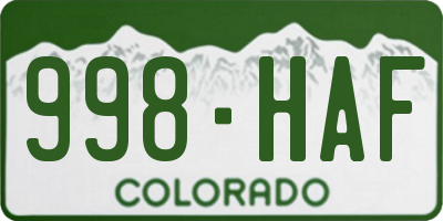 CO license plate 998HAF