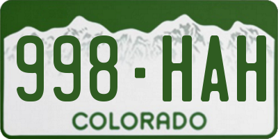 CO license plate 998HAH