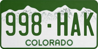 CO license plate 998HAK