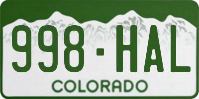 CO license plate 998HAL