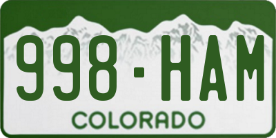 CO license plate 998HAM