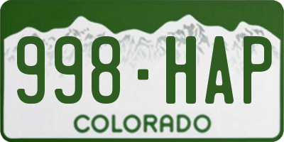 CO license plate 998HAP