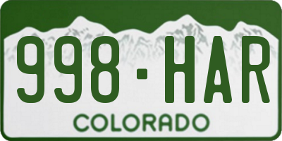 CO license plate 998HAR