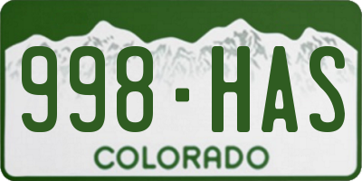 CO license plate 998HAS