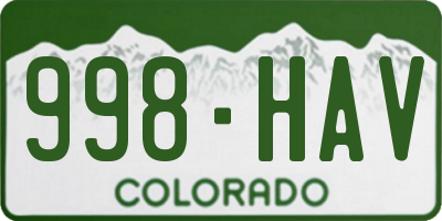 CO license plate 998HAV