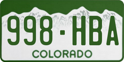 CO license plate 998HBA