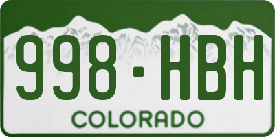 CO license plate 998HBH