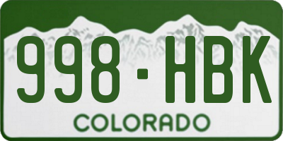 CO license plate 998HBK