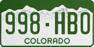CO license plate 998HBO