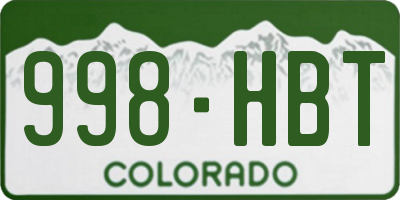 CO license plate 998HBT