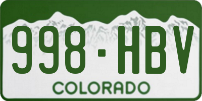 CO license plate 998HBV