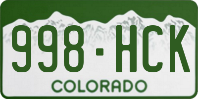CO license plate 998HCK