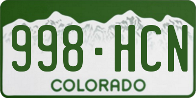 CO license plate 998HCN
