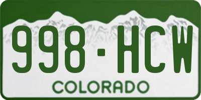 CO license plate 998HCW
