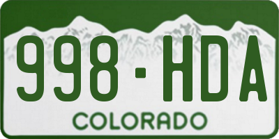 CO license plate 998HDA