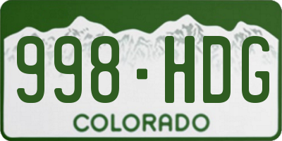 CO license plate 998HDG