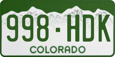 CO license plate 998HDK