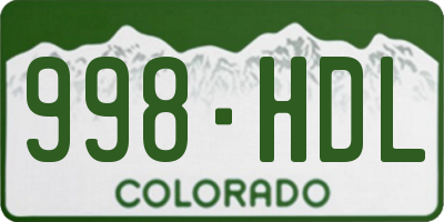 CO license plate 998HDL