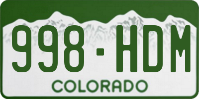 CO license plate 998HDM