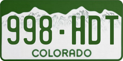 CO license plate 998HDT