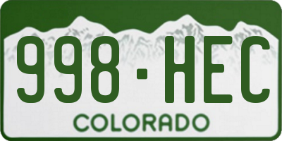 CO license plate 998HEC