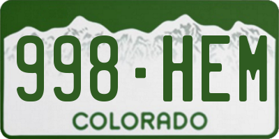 CO license plate 998HEM