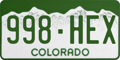 CO license plate 998HEX